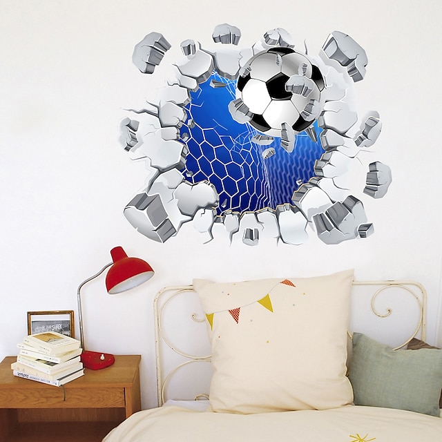 Home & Garden Home Decor | 3D Broken Wall Football Home Corridor Background Decoration Can Be Removed Stickers - IX86678