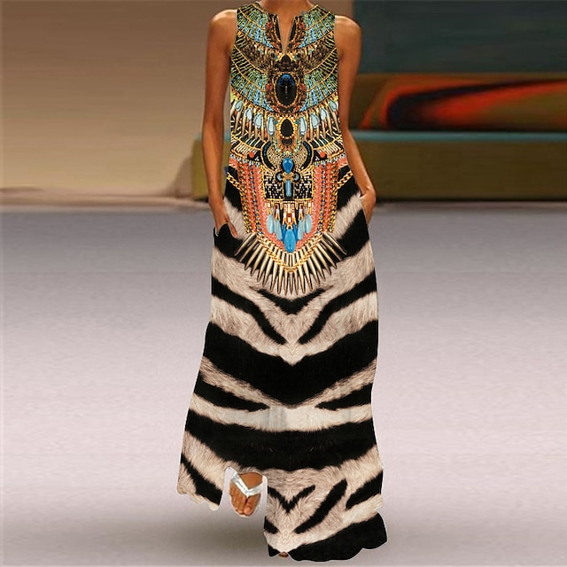  rochie de damă în linie în formă de linie rochie maxi lungă neagră fără mâneci florale imprimeu leopard vară cu decolteu în V elegant 2023 5xl