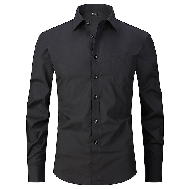  Herren Kleidhemd Bügelfreies Hemd Kragenhemd Knopfhemd Einfach Hochzeit Outdoor Schwarz Weiß Blau Purpur Langarm Umlegekragen Sommer Frühling Bekleidung Button-Down