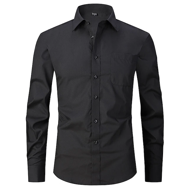 Men's Dress Shirt Non Iron Shirt Collared Shirt Button Up Shirt Plain Wedding Outdoor Black White Blue Purple Long Sleeve Turndown Summer Spring Clothing Apparel Button-Down 6