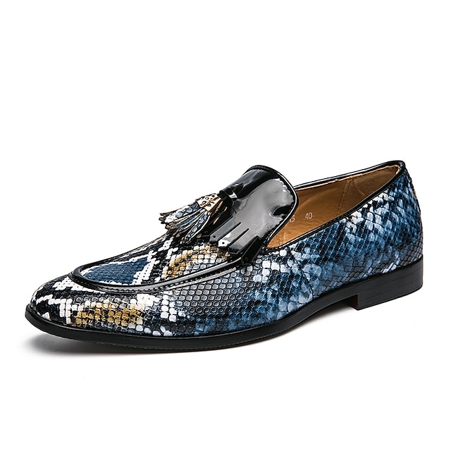  Bărbați Oxfords Pantofi formali Pantofi rochie Mocasini cu ciucuri Plimbare Afacere Casual Zilnic Petrecere și seară PU Loafer Albastru Cafea Bloc Culoare Vară Primăvară