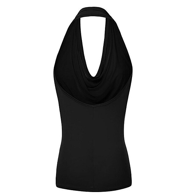 Women's Halter Neck Yoga Top Tank Top Summer Open Back Solid Color ...