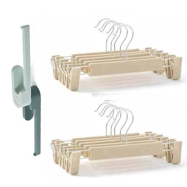  10 PCS Seamless Household Pants Hanger Pants Clip Hanger Hanger Pants Skirt Clothes Clip Non-slip Belt Storage Pants Shelf 1 PCS Hanger Storage