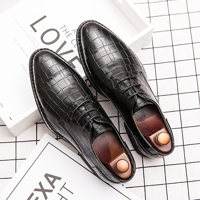  Men's Oxfords Leather Shoes Printed Oxfords Business Vintage Classic Daily Party & Evening Nappa Leather Cowhide Non-slipping Wear Proof Booties / Ankle Boots Black Brown Spring Summer