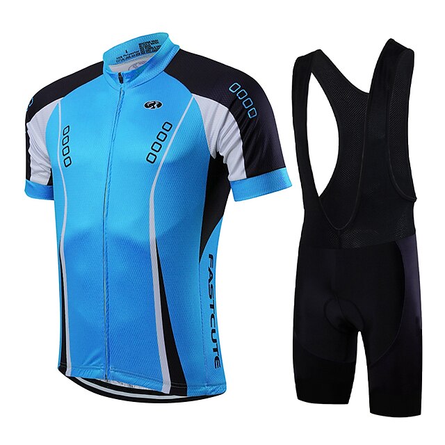  Fastcute Homens Unisexo Camisa com Bermuda Bretelle Manga Curta Ciclismo de Montanha Ciclismo de Estrada Preto Verde Amarelo Moto Conjuntos Respirável Secagem Rápida Bolso Traseiro Lycra Esportes Côr