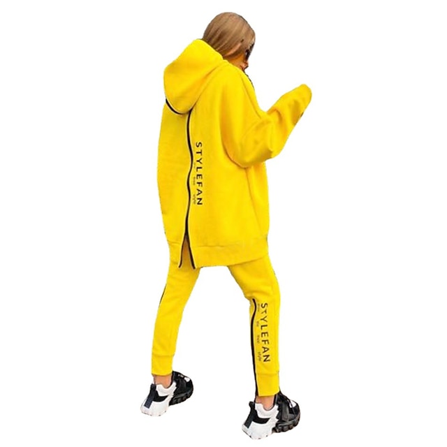  Women's Tracksuit Sweatsuit Patchwork 2 Piece Casual Winter Long Sleeve Thermal Warm Windproof Breathable Fitness Running Walking Sportswear Activewear White / Black White Black / Hoodie / Athleisure
