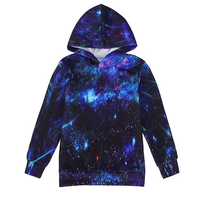 Baby & Kids Boys Clothing | Kids Boys Hoodie Long Sleeve 3D Print Galaxy Green Purple Army Green Children Tops Fall Winter Activ