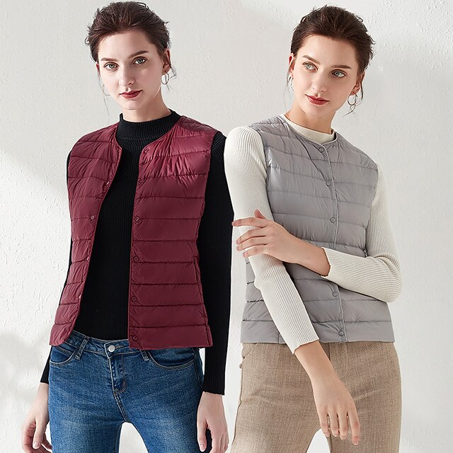 

Women's Fishing Vest Hiking Vest Down Vest Winter Outdoor Quick Dry Lightweight Breathable Sweat wicking Winter Jacket Trench Coat Top Skiing Fishing Climbing Navy Wine Pink Pink blue Gray