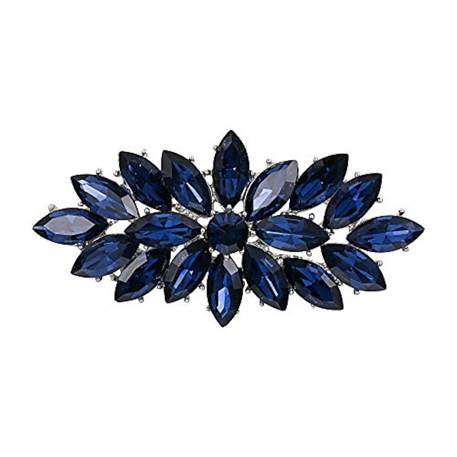  ever faith wedding corsage jewelry navy blue marquise austrian crystal booming flower brooch for women fashion