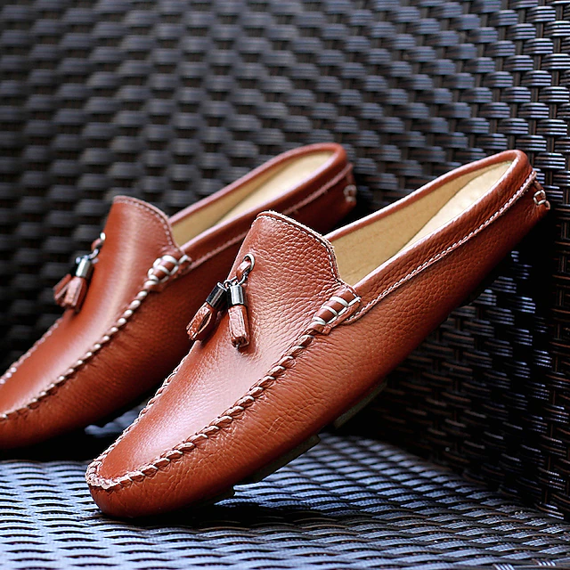 Men's Genuine Leather Loafers – Classic Tassel Slip-On Driving Shoes, Comfortable Casual Moccasins for Business & Daily Wear 18