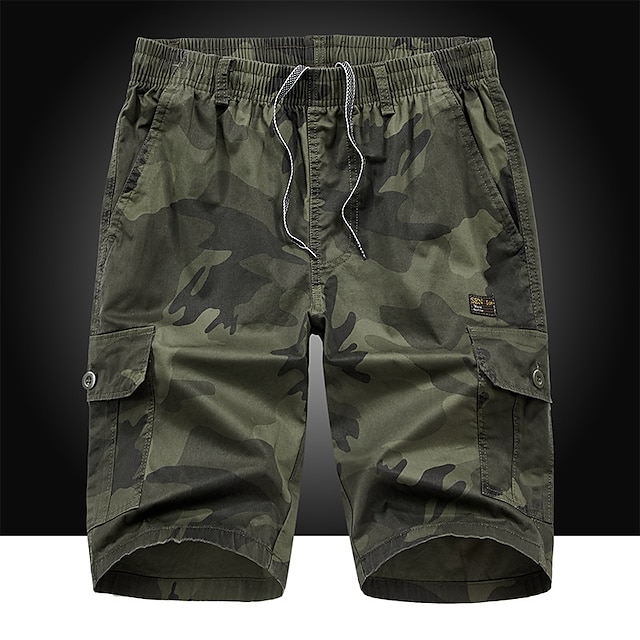 Mens Clothing Mens Bottoms | Mens Classic Style Fashion Shorts Cargo Shorts Drawstring Elastic Waist Multiple Pockets Knee Lengt