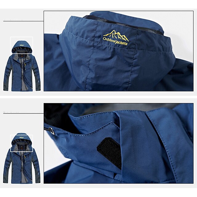 Plus Size Men's Waterproof Hiking Jacket Rain Jacket Hoodie Jacket