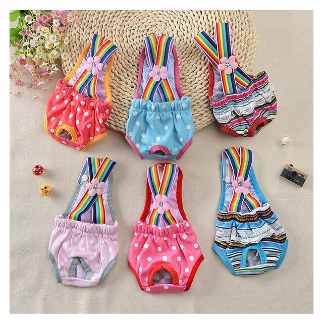 rainbow cosy female pet dog cotton sanitary physiological pants puppy underwear diapers (hot pink, s) 9