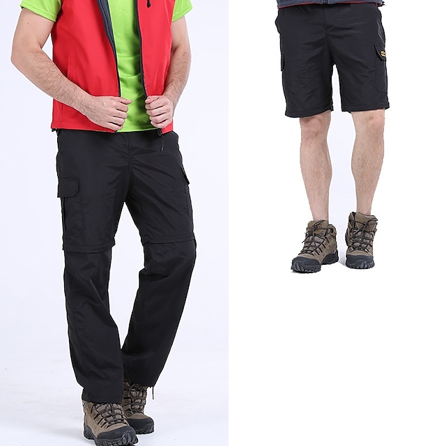 Men's Hiking Pants Black Trousers Convertible Pants / Zip Off Pants