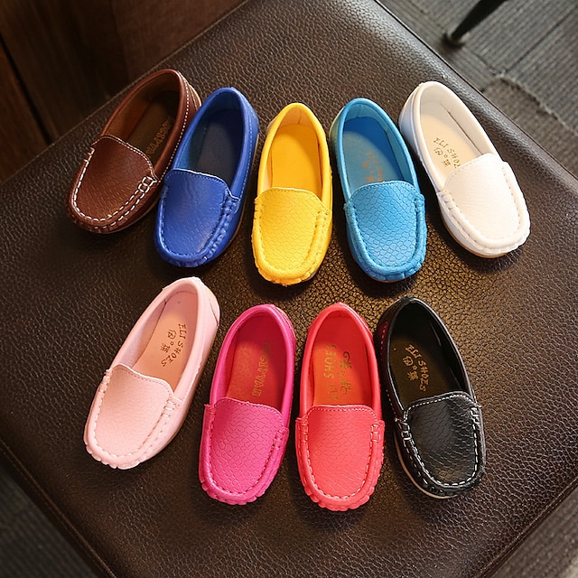 Boy's Girl's Slip On Casual Loafers Soft Round Toe Flats Genuine Suede Shoes