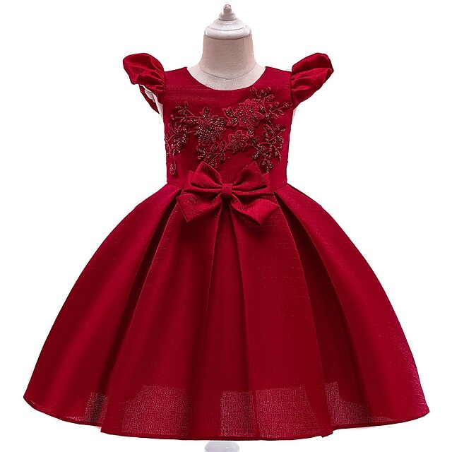 

Kids Little Girls' Dress Plants Skater Dress Special Occasion Pegeant Patchwork Bow Light Green Wine Dusty Rose Knee-length Sleeveless Elegant Beautiful Dresses Children's Day Spring Summer Slim 3-10