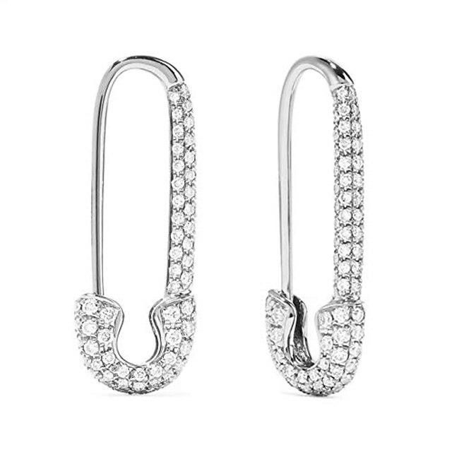 Rhodium on 925 STR Silver Round Ring Clear CZ Crystal Pave Cuff Earring Ear Wrap 