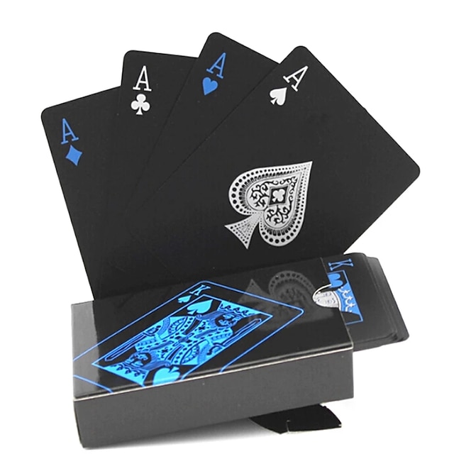  54 pièces nouvelles cartes à jouer en plastique emballées dans une boîte de magie noire en pvc imperméable à l'eau set deck poker outil de tours de magie classique