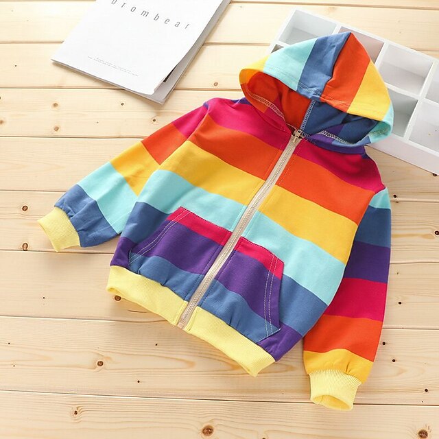 Baby & Kids Girls Clothing | Kids Girls Pullover Long Sleeve Rainbow Color Block Purple Light Blue Children Tops Autumn / Fall A