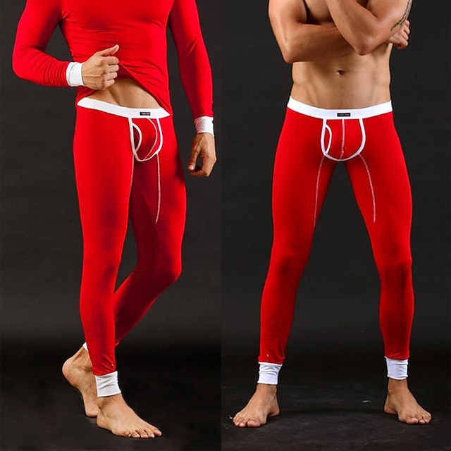 Men's Long Johns Thermal Underwear Thermal Pants 1 PC Plain Modal ...