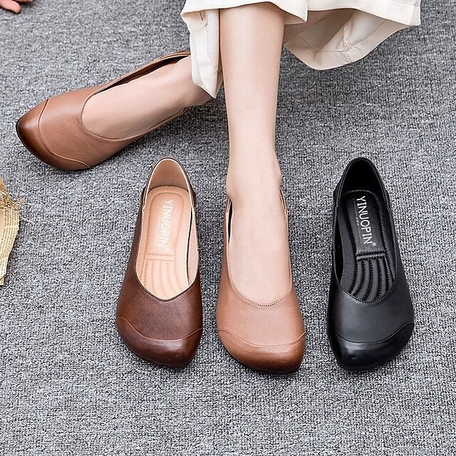 Women's Flats Plus Size Daily Solid Colored Summer Flat Heel Round Toe ...