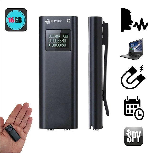  96 Hours OLED Screen Digital Voice Audio Activated Sound Recorder Spy MP3 Player