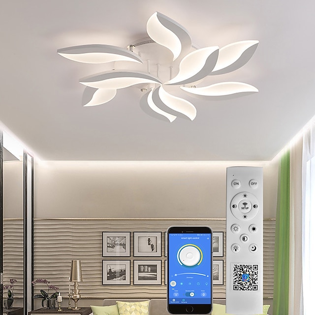  led taklys soveromslys app-kontroll med trinnløs dimming akryl takpanellampe unik minimalistisk stue ac220v ac110v blomsterdesign