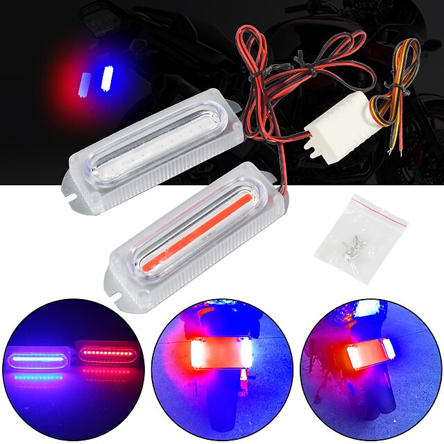 Consumer Electronics Automotive | 2pcs Motorcycle LED Strobe / Flashing Tail Lights Warning Lights Light Bulbs COB 1 For Motorcy