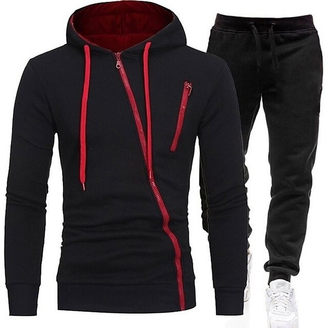 Sports & Outdoors Running, Jogging & Walking | Mens 2 Piece Full Zip Tracksuit Sweatsuit Casual Athleisure 2pcs Winter Long Slee