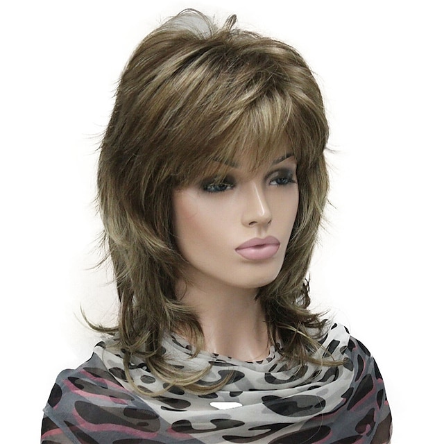  Długa, miękka, warstwowa peruka syntetyczna dla kobiet z podkreśleniem blondu