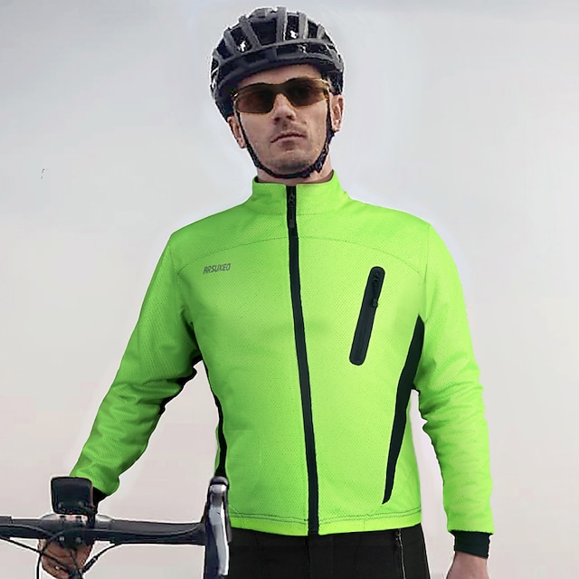 Arsuxeo Men's Cycling Jacket Winter Thermal Warm Windproof Breathable Waterproof Zipper Bike