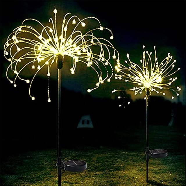 100/200LED Solar Firework Lights Waterproof Outdoor Path Lawn Garden Decor Lamp