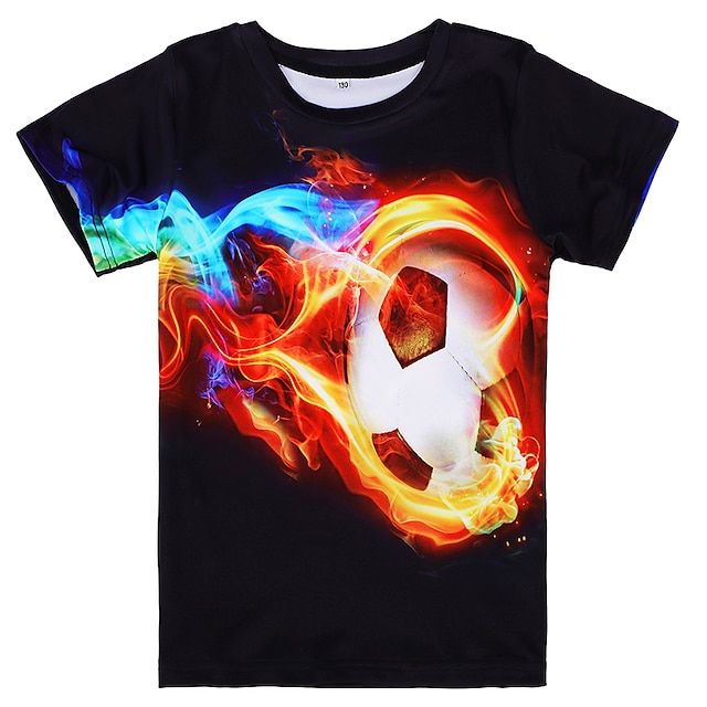 Baby & Kids Boys Clothing | Kids Boys T shirt Tee Short Sleeve 3D Football Print Rainbow Children Tops Summer Active Streetwear 