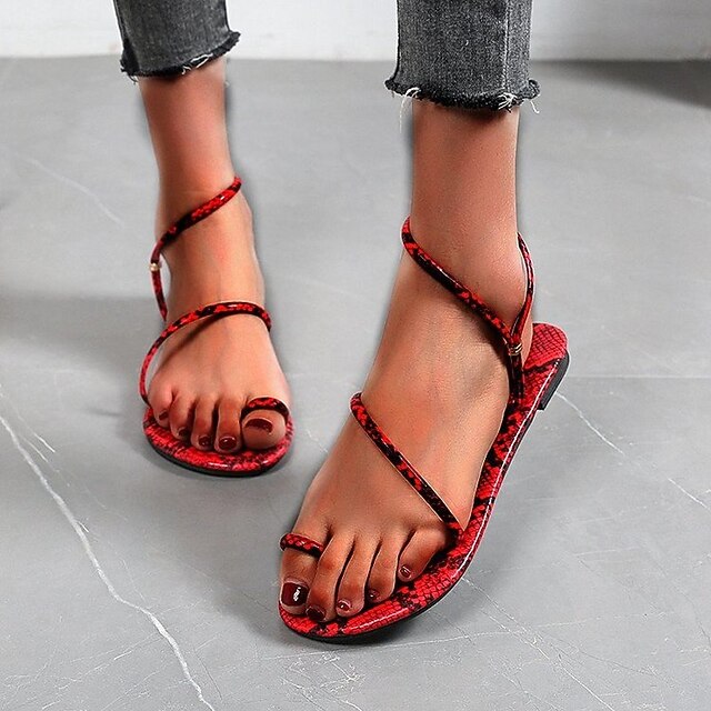 Mujer Sandalias Playa de Boho Bohemia Tacón Plano Dedo redondo Goma Mocasín  Serpiente Gris claro Rojo Azul 8556232 2022 – €29.99