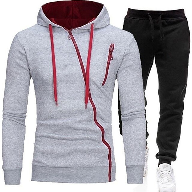 Sports & Outdoors Running, Jogging & Walking | Mens 2 Piece Full Zip Tracksuit Sweatsuit Casual Athleisure 2pcs Winter Long Slee