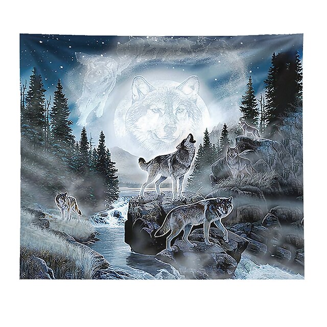 Home & Garden Home Decor | 3D Wolf Wall Tapestry Art Decor Blanket Curtain Hanging Home Bedroom Living Room Decoration Polyester