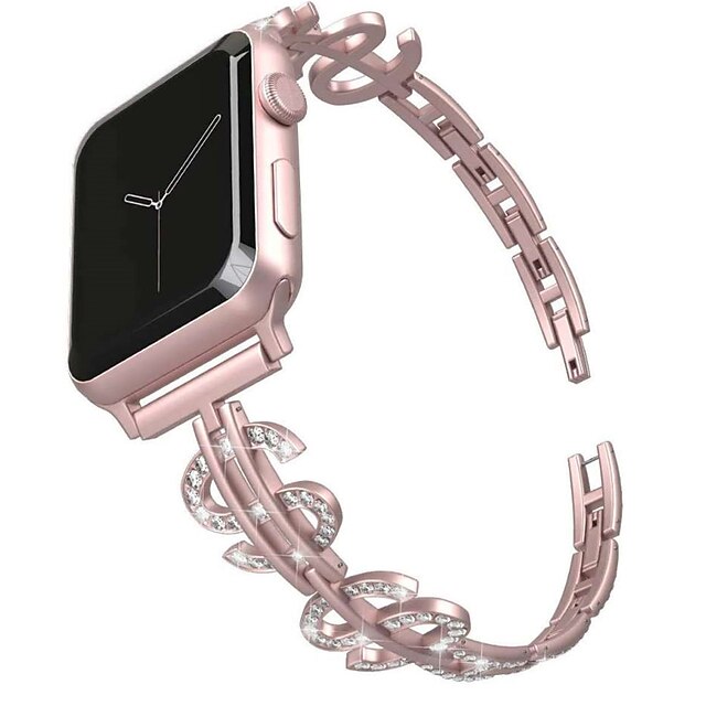  1 pcs Smartwatch bånd til Apple  iWatch Series 7 / SE / 6/5/4/3/2/1 38/40/41mm 42/44/45mm Zinklegering Smartwatch Rem Bling diamant Smykke armbånd Udskiftning Armbånd
