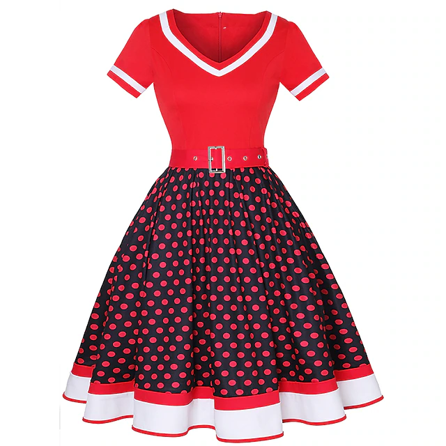 Polka Dots Retro Vintage 1950s Cocktail Dress Vintage Dress Dress Flare ...