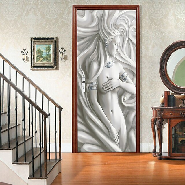  Sculpture Style 2pcs Self-adhesive Creative European Style Beauty Door Stickers Living Room Diy Decoration Home Waterproof Wall Stickers 30.3