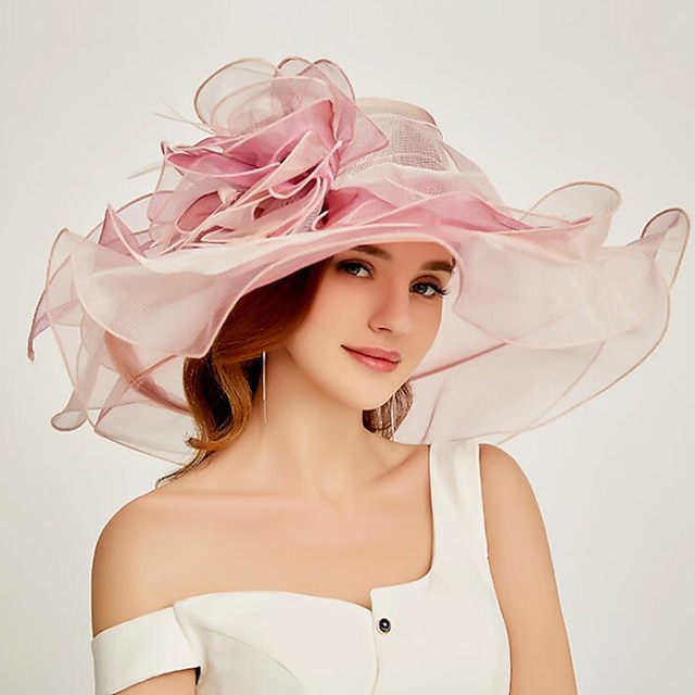  Vintage Style Elegant Organza / Polyester / Polyamide Fascinators / Hats / Headwear with Feather / Appliques / Ruching 1 PC Casual / Holiday Headpiece