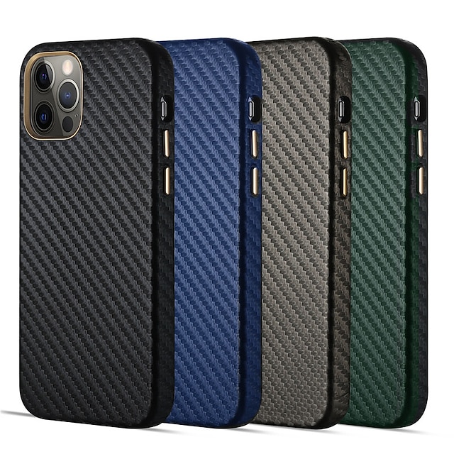  Carbon Fiber Phone Case For iPhone 12 Pro Max 11 SE 2020 X XR XS Max 8 7 Slim and Light Soft Touch Sturdy Durable Carbon Back Cover Supports Wireless Charging
