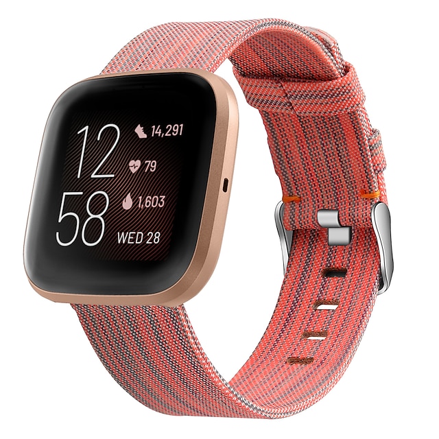  Watch Band for Fitbit Versa 2 / Versa Lite / Versa SE / Versa Fabric Nylon Replacement  Strap Metal Clasp Adjustable Breathable Wristband