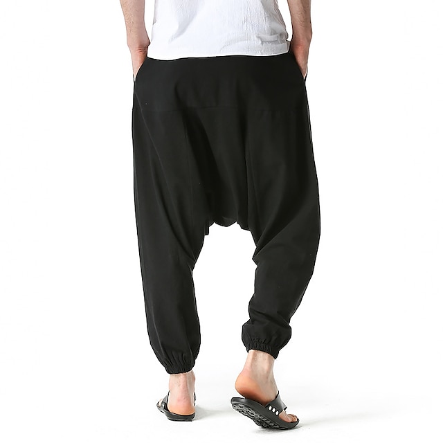 Men's Joggers Linen Pants Trousers Summer Pants Harem Pants Drawstring ...