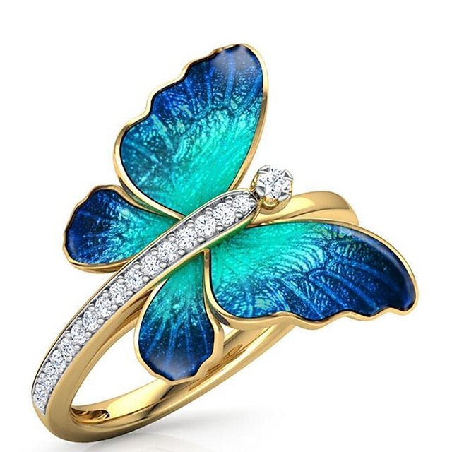 Shoes & Bags Fashion Accessories | 1pc Band Ring Ring For Womens Date Festival Rhinestone Alloy Mixed Color Butterfly - RI22634