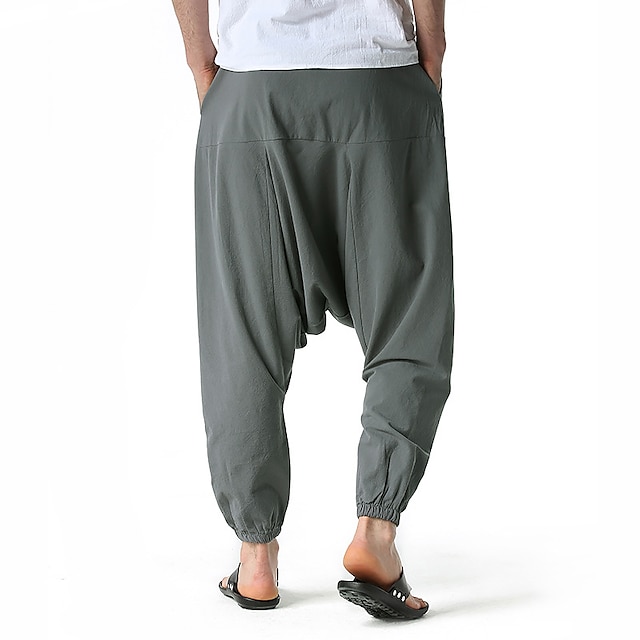 Men's Joggers Linen Pants Trousers Summer Pants Harem Pants Drawstring ...