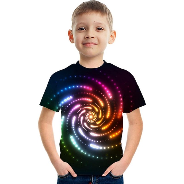 Baby & Kids Boys Clothing | Kids Boys Tee Short Sleeve Graphic Rainbow Children Tops Active 3-12 Years - KZ51279