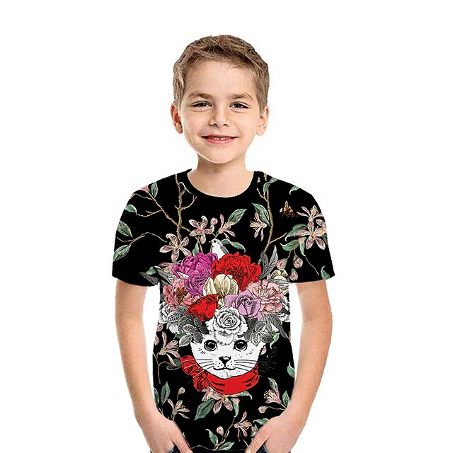 Kinder Jungen Baby Kurzarm Sommer T-Shirt Freizeit Tierdruck Bluse Top Kleidung