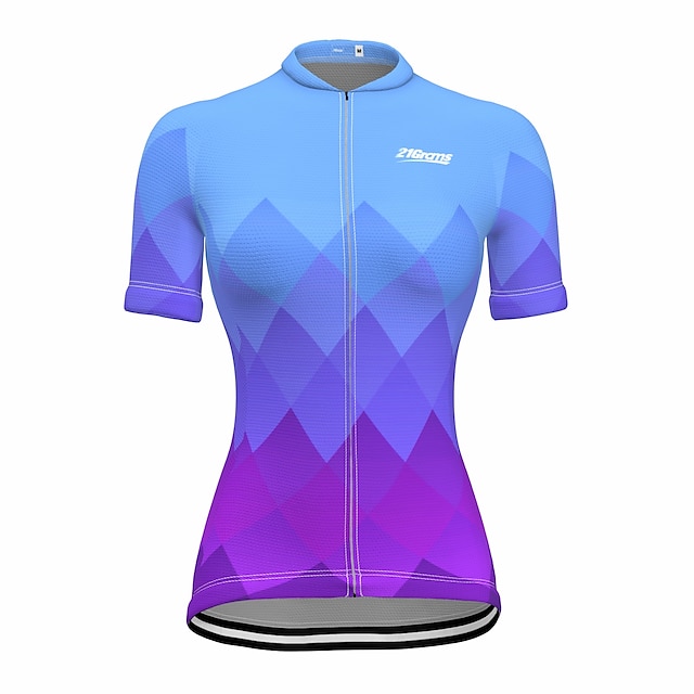  21Grams® Women's Cycling Jersey Short Sleeve Mountain Bike MTB Road Bike Cycling Graphic Jersey Shirt Blue Fast Dry Breathable Quick Dry Sports Clothing Apparel / Stretchy / Athleisure