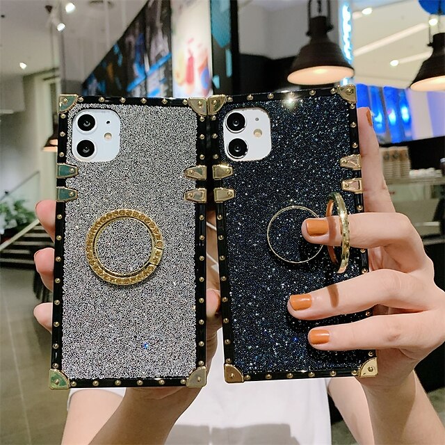 luxuosa capa de telefone quadrada com brilho e brilho para iphone 13 12 pro  max 11