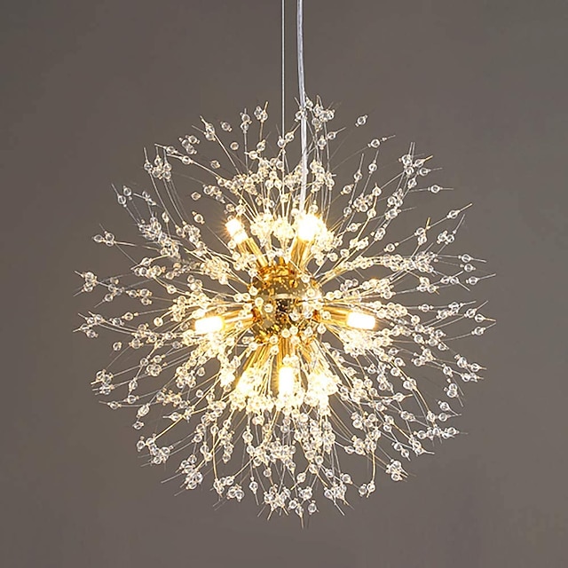  led pendentif lumière cristal lustre pissenlit design 9 lumières feu d'artifice moderne spoutnik lustre pendentif luminaire pour chambre salon salle à manger